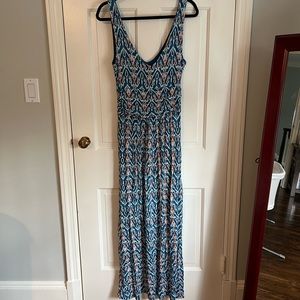 Summer Maxi Dress, Blue/Orange